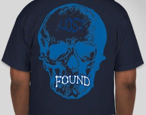 Crew-Neck Short Sleeved Lost&Found T-shirt Navy Blue/White